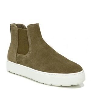 Vince Olive Green Warren Water Resistant Leather Shearling Lined Sneaker Boot